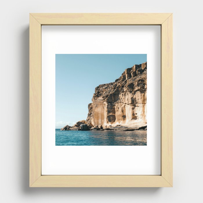 Mexico Photography - Tall Cliff By The Ocean Shore Recessed Framed Print