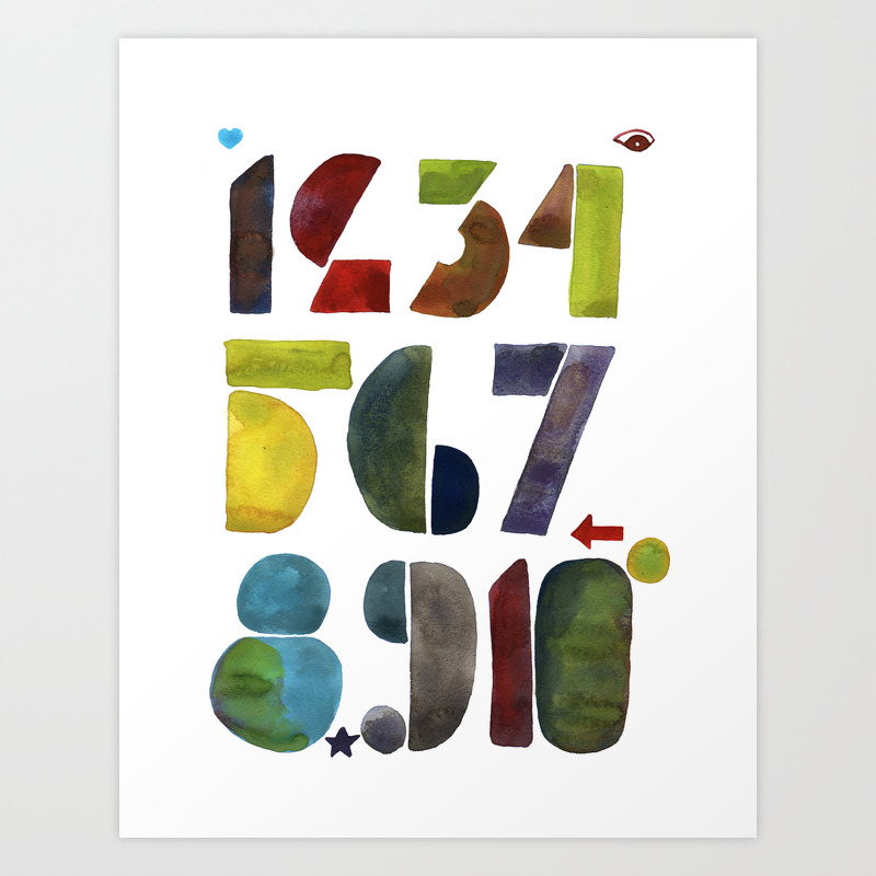 1 2 3 4 5 6 7 8 9 10 Decimal Numbers Art Print By Typogy Society6