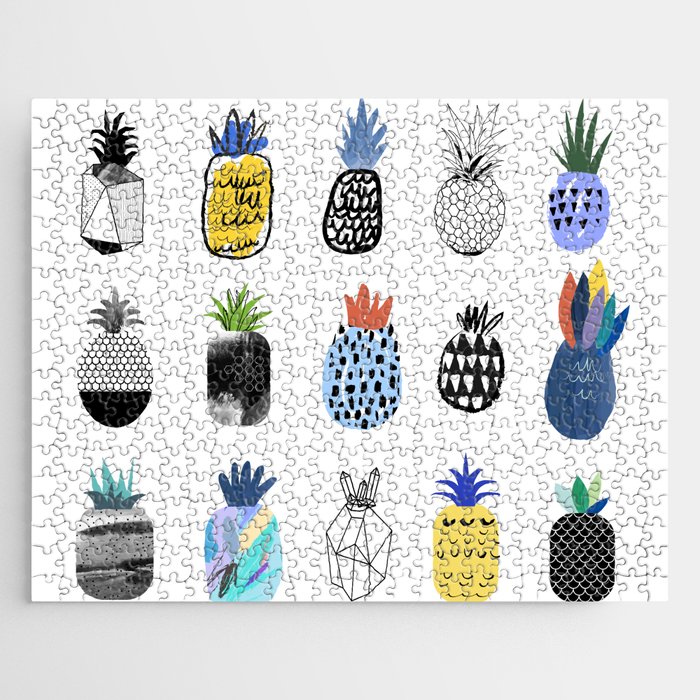 Cute pineapples with different textures Jigsaw Puzzle