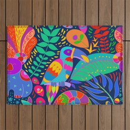 Tropical Jungle Parrot Outdoor Rug