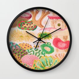 Colorful Coral Vintage Sea Life Illustration Wall Clock
