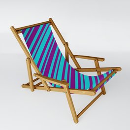 [ Thumbnail: Purple and Dark Turquoise Colored Lines/Stripes Pattern Sling Chair ]