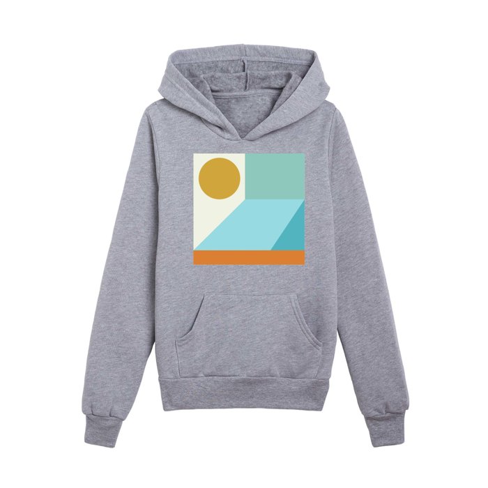 Angles and Shapes in Aqua, Turquoise, Orange, and Gold Kids Pullover Hoodie