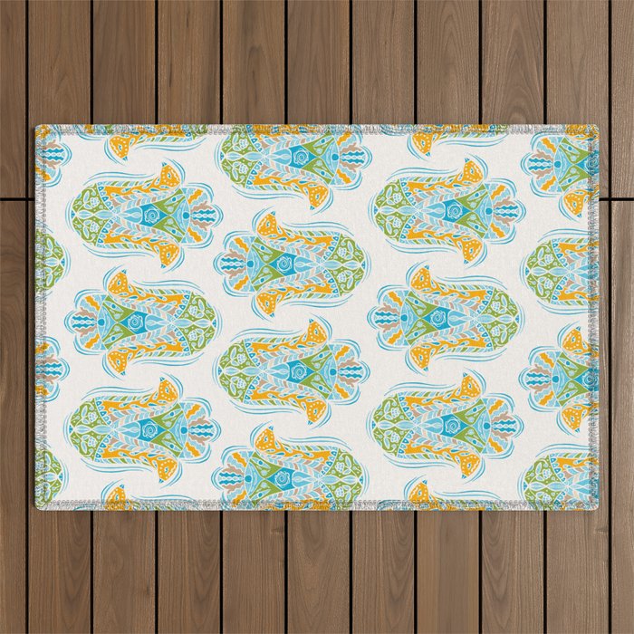 Hamsa in Pastels Outdoor Rug