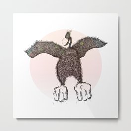 Black and White Blind Bird with Giant Talon Claws (Orange) Metal Print | Talons, Scarybird, Scary, Strongbird, Claws, Eagle, Darkart, Darkbird, Giantscarybird, Powerful 