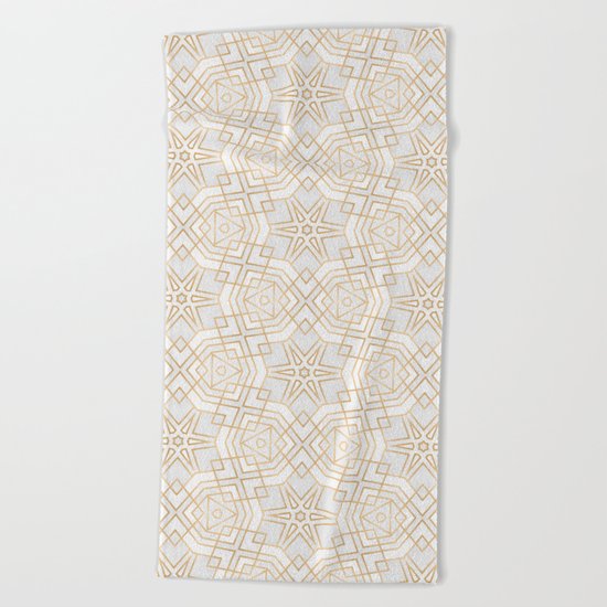 Golden Geo Stars Beach Towel