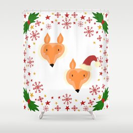 Christmas Foxes Shower Curtain