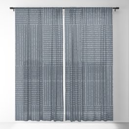 Lines III (Annapolis Blue) Sheer Curtain