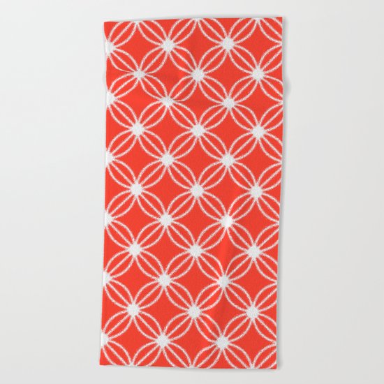 Abstract Circle Dots Red Beach Towel