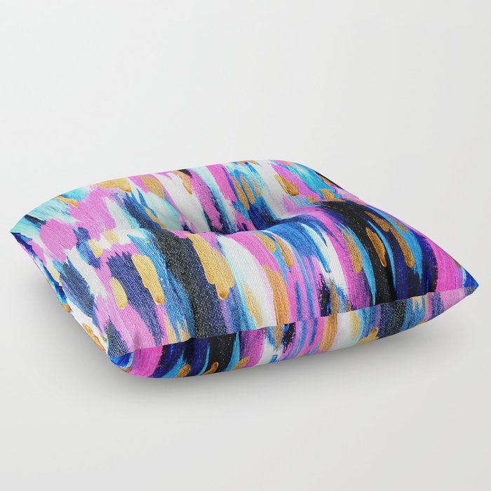 Spring Golden - Pink and Navy Abstract Floor Pillow