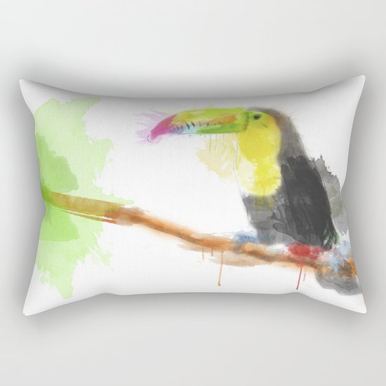 Watercolor Toucan Rectangular Pillow