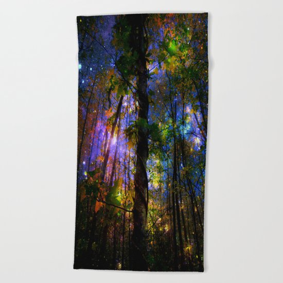 Forest of the Fairies Night Beach Towel