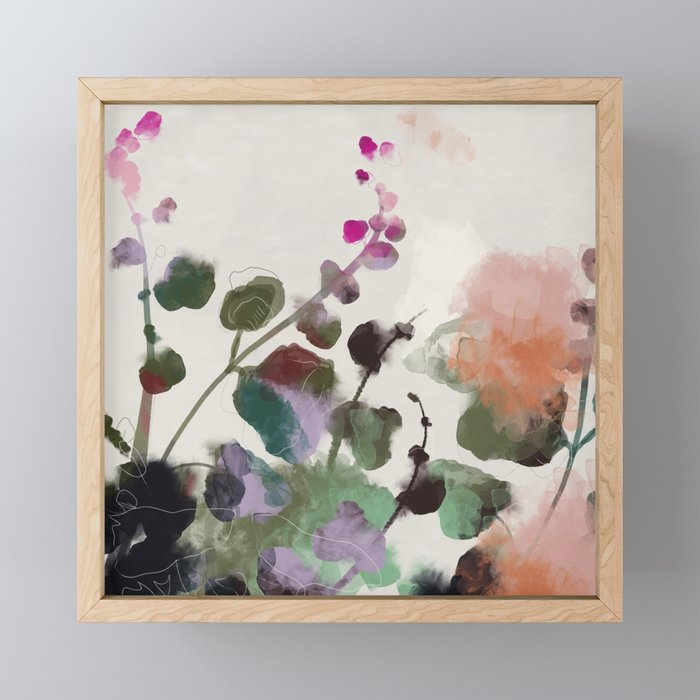 floral abstract summer autumn Framed Mini Art Print