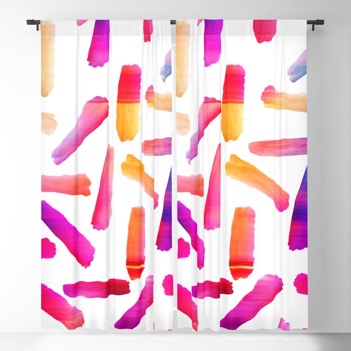 Modern colorful watercolor artistic brushstrokes Blackout Curtain