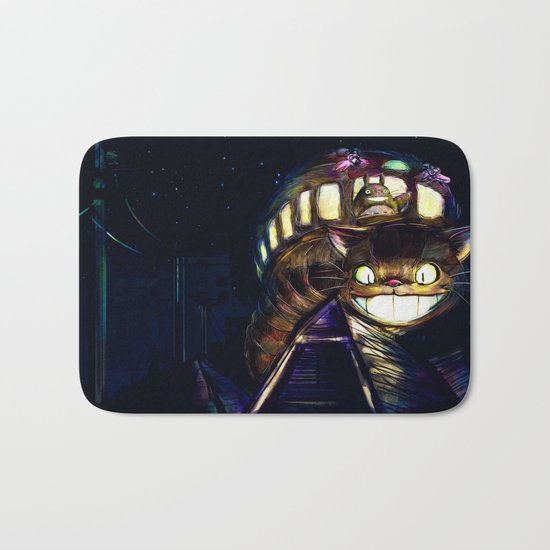 Cat Bus is In Your Town! Miyazaki Tribute Digital Fan Painting Bath Mat