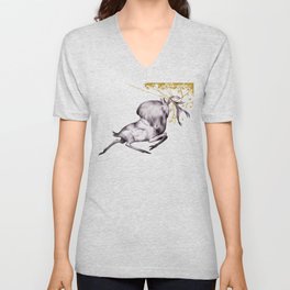 The Stag & His Reflection V Neck T Shirt