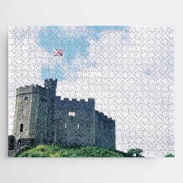 Great Britain Photography - Cardiff Castle With The Flag Of Great Britain Jigsaw Puzzle