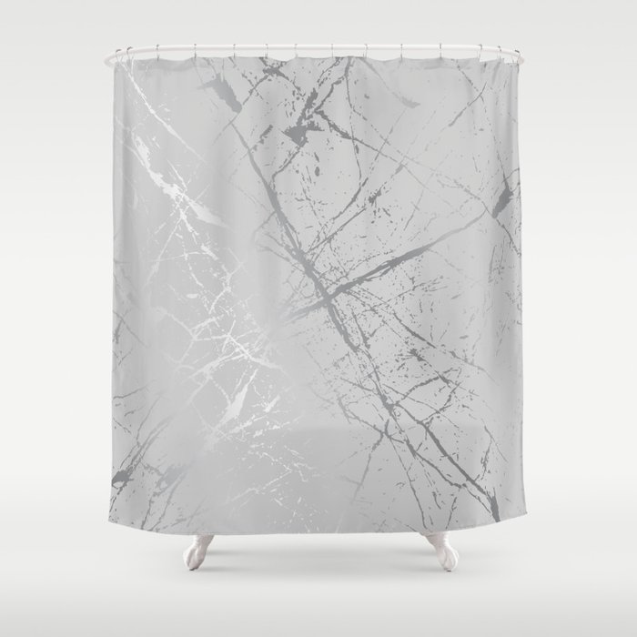 Silver Splatter 089 Shower Curtain