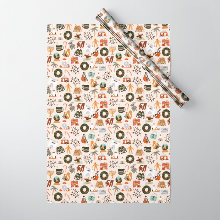 Happy Holidays Mall Bingo Wrapping Paper