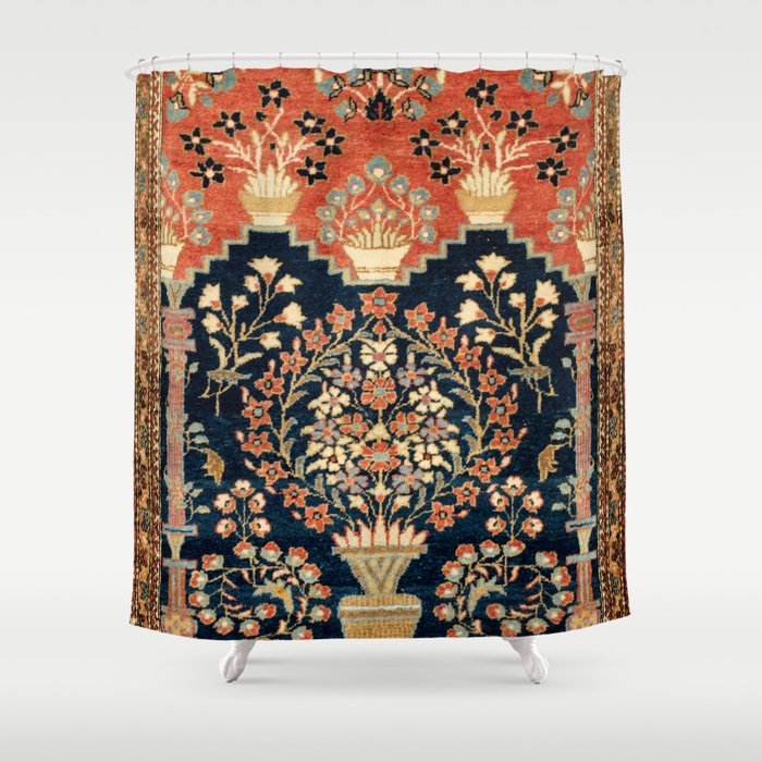 Kashan Poshti Antique Central Persian, Shower Curtain Rug