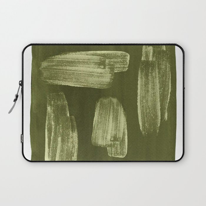 Olive green brush strokes Poster Home Art Wall Print Laptop Sleeve