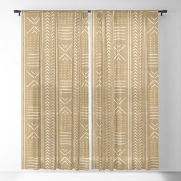 mustard mud cloth - arrow cross Sheer Curtain