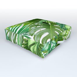 green tropic Outdoor Floor Cushion | Exotic, Funflamingo, Greennature, Tropicalpattern, Geometric, Nature, Greenleaves, Newdesign2020, Tropicaltrees, Fun 