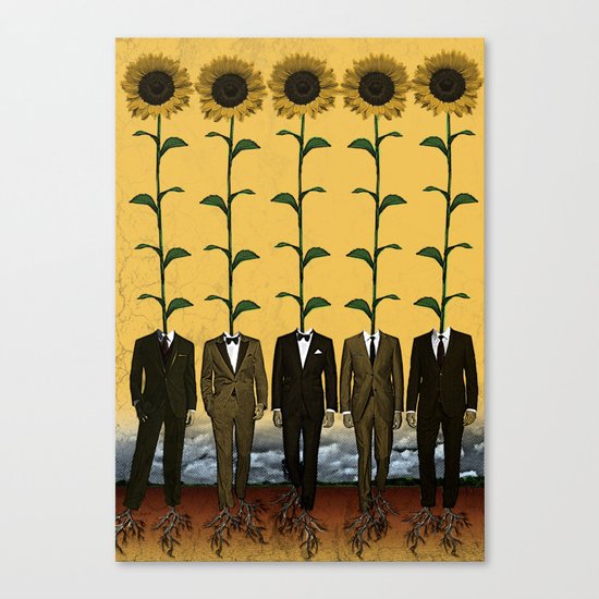 Sunflowers In Suits Print Canvas Print