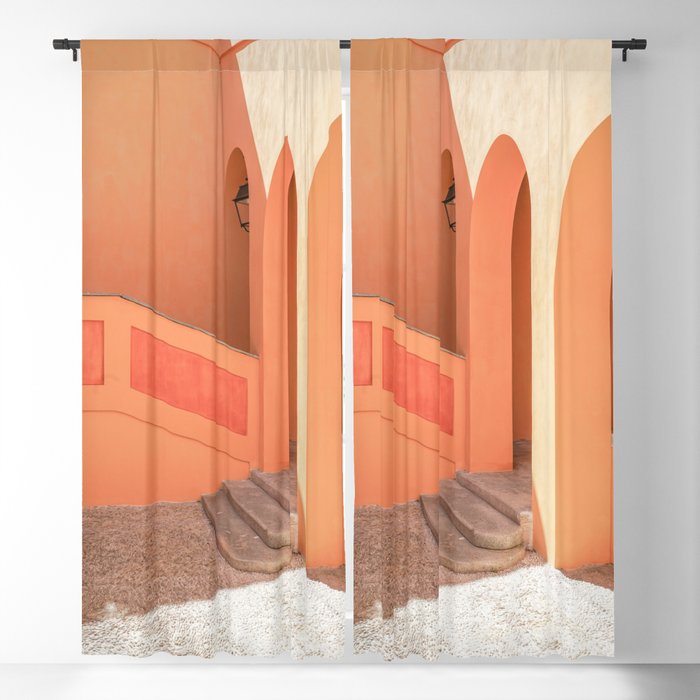 Arches in the South of France | Morning Light Shadows in Colorful Menton Art Print | Orange Summer Travel Photography Blackout Curtain