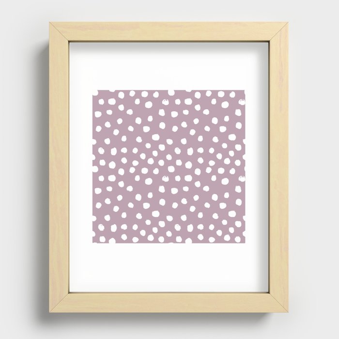 Mauve dots - purple dots, minimal, painted dots, painterly, dusty purple,  Recessed Framed Print