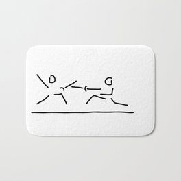 fence fight saber fencer sword Bath Mat | Illustration, Black and White, Abstract, Painting 