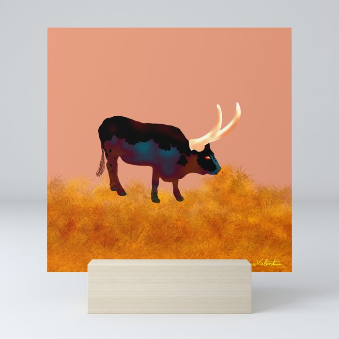 Vibrant Longhorn  Mini Art Print