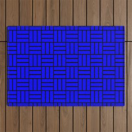Basketweave (Black & Blue Pattern) Outdoor Rug