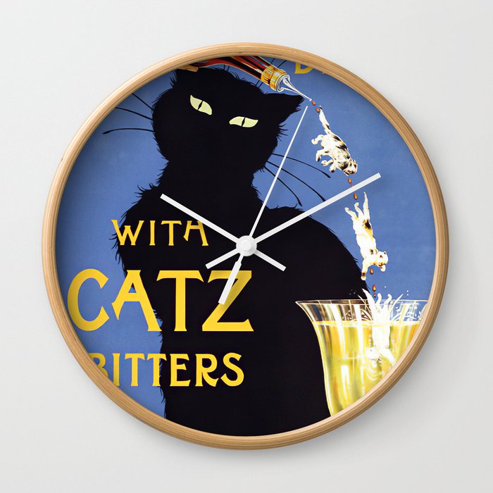 Black Cat vintage Booze ad Wall Clock