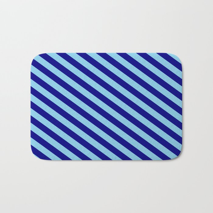 Blue and Sky Blue Colored Stripes/Lines Pattern Bath Mat