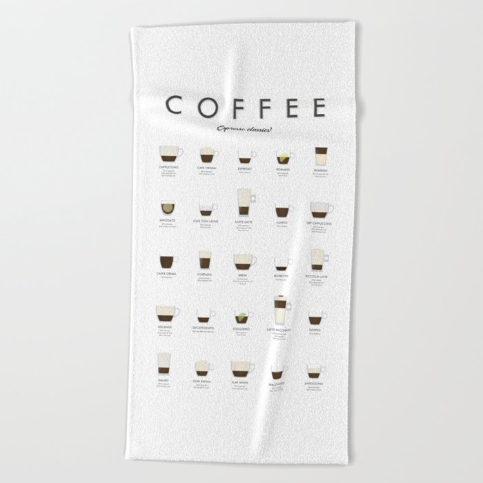 Espresso Coffe Classics Recipes Beach Towel