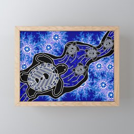 Authentic Aboriginal Art - Baby Sea Turtles Framed Mini Art Print