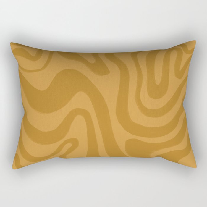 Mustard Yellow Liquid Swirl Pattern Rectangular Pillow