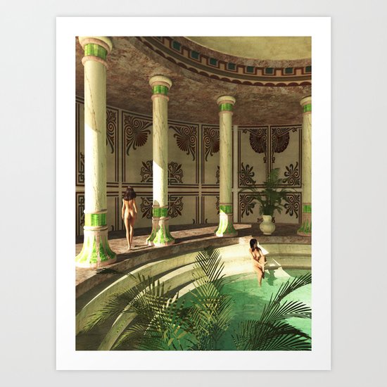 Greek bath beauties Art Print