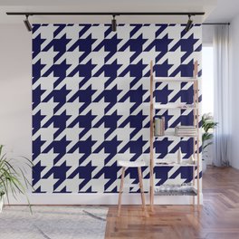 Big Navy Blue Houndstooth Pattern Wall Mural