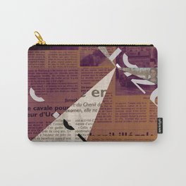 Ticking Time Two Carry-All Pouch | Artwork, Typography, Photo, Graphicdesign, Vintage, Newspaper, Time, Violet, Past, Collage 