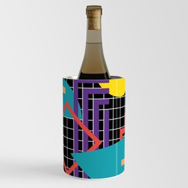 Memphis Pattern - 80s Retro Black Wine Chiller