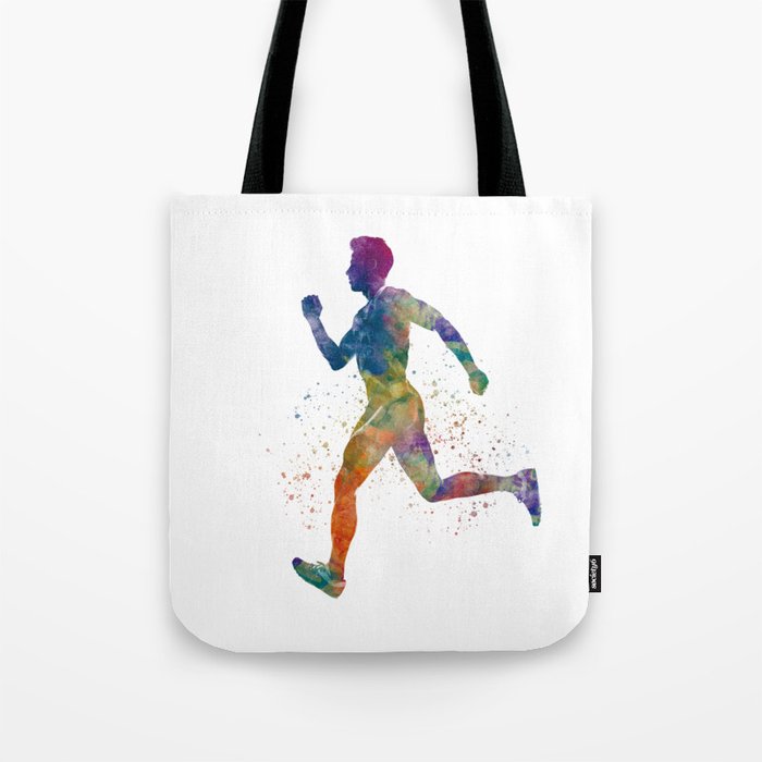 Watercolor runner athlete Tote Bag