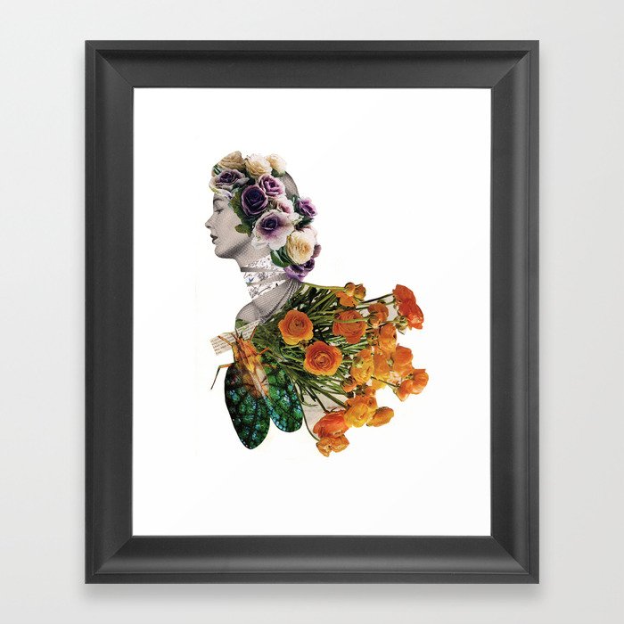Retro Floral Collage / you never brought me flowers so I became my own bouquet Framed Art Print