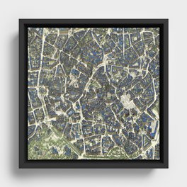 Vintage Map of Aachen, Germany Framed Canvas