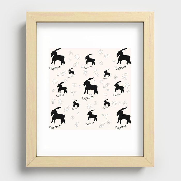 Capricorn ,3, Zodiac, Astrology, Horoscope, Stars, Sun-and-moon, Birthday, Valentines-day, Holidays, xmas, valentines, valentines-gift, valentinesday,  Recessed Framed Print