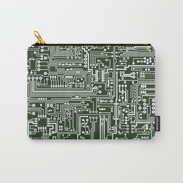 Circuit Board // Green & White Carry-All Pouch