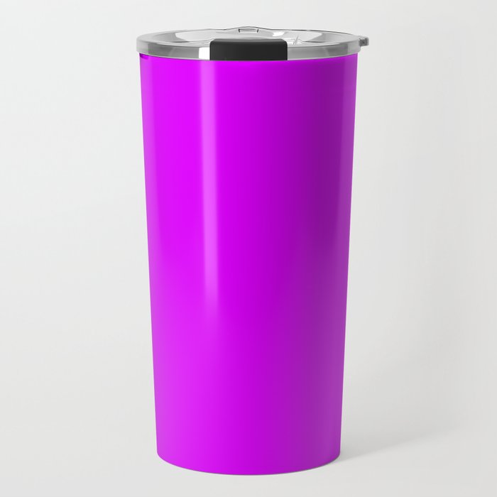 Psychedelic Purple Solid Color Popular Hues Patternless Shades of Magenta Collection Hex #df00ff Travel Mug