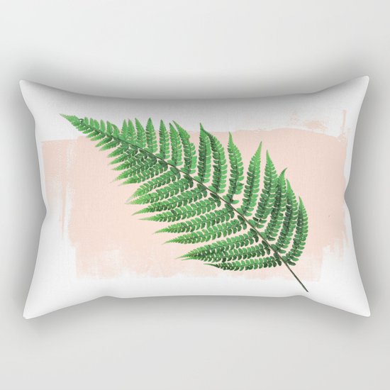 Fern Leaf on Pink Rectangular Pillow