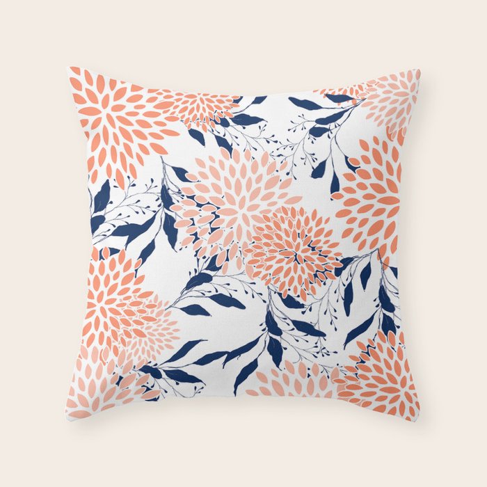 Coral and online navy throw pillows